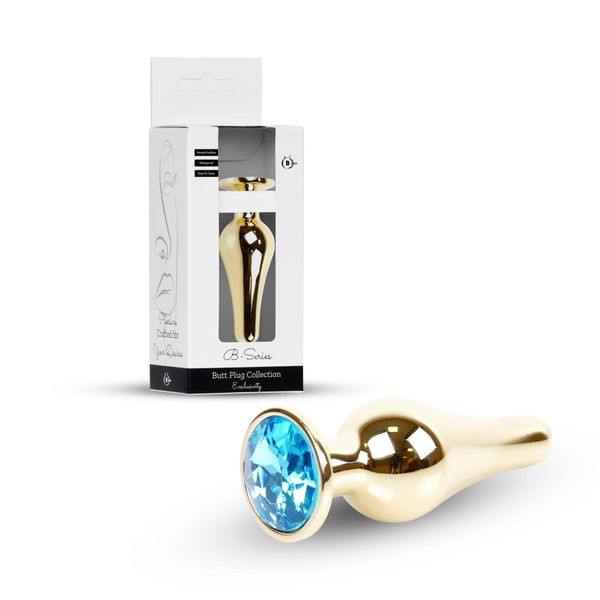Plug-Jewellery Gold Butt Plug- Light Blue zdjęcie 10