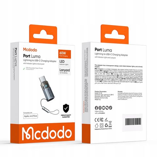 mcdodo adapter przejściówka usb-c usb typ c do lightning iphone 17 pro led na Arena.pl