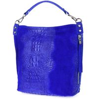 Chabrowa torebka skórzana zamszowa shopper W10