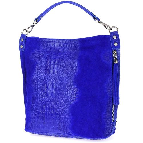 Chabrowa torebka skórzana zamszowa shopper W10 na Arena.pl