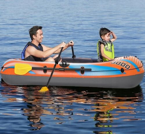 BESTWAY dmuchany PONTON 246 x 122 cm + 2 WIOSŁA + POMPKA + ŁATKA NAPRAWCZA na Arena.pl