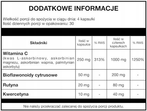 ALINESS Witamina C optymalna 250 mg, 200 vege caps na Arena.pl
