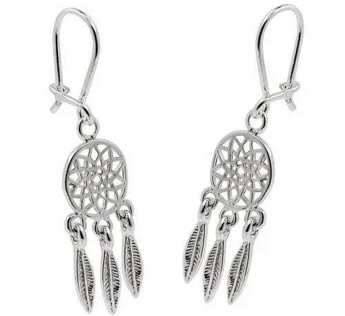 KOLCZYKI SREBRNE 925 WISZĄCE ŚLICZNE MODNE ŁAPACZE SNÓW + ETUI SREBRO 925 na Arena.pl