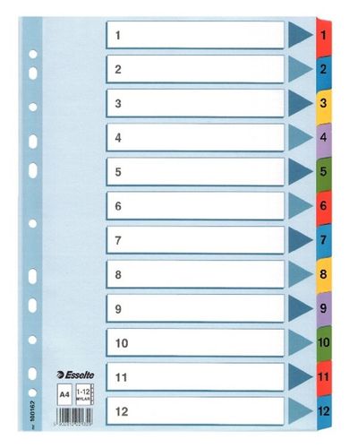 PRZEKŁADKI DO SEGREGATORA NUMEROWANE 1-12 A4 ESSELTE na Arena.pl