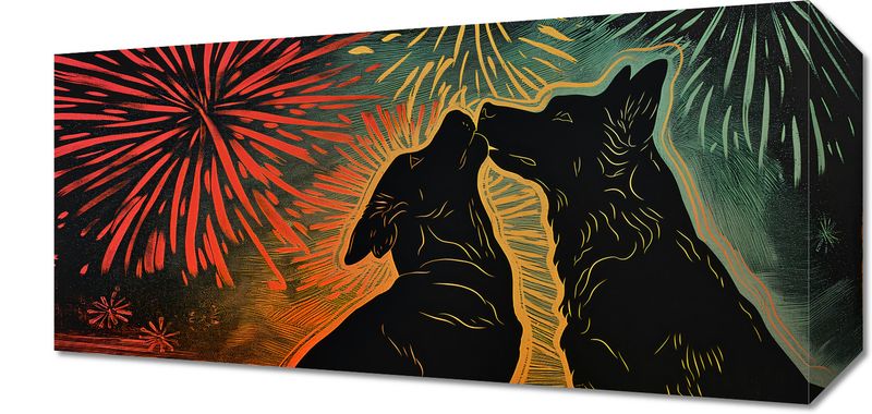 Obraz 40x20cm Psi Uścisk zdjęcie 1
