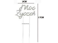 Topper na tort z cyrkoniami, Moc Życzeń, srebrny