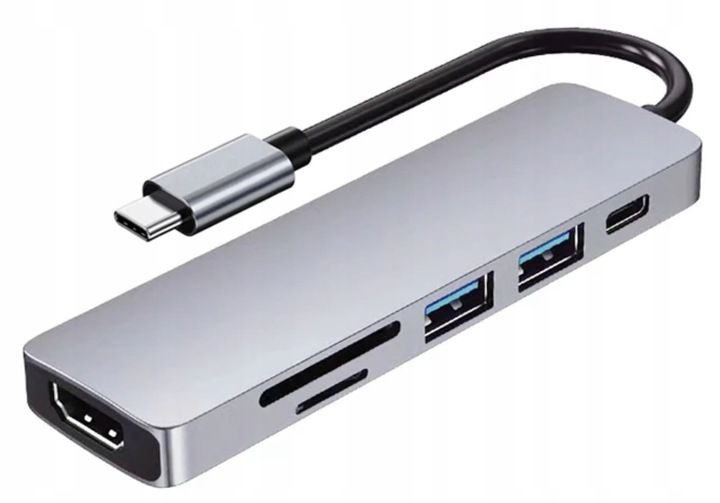 Adapter 6w1 HUB USB-C HDMI 4K SD Macbook Pro / Air zdjęcie 5
