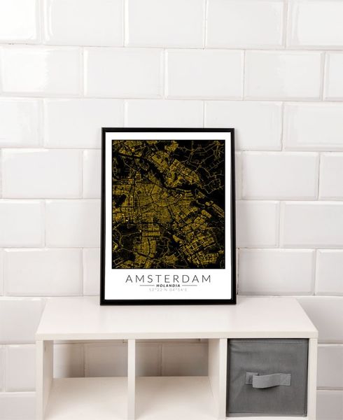 Amsterdam złota mapa - plakat 40x50 cm zdjęcie 2