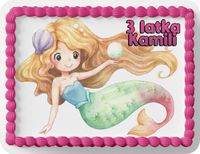 PROSTOKĄTNY OPŁATEK NA TORT A4 20x29CM - SYRENKA WZORY + IMIĘ