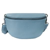 duża saszetka skórzana typu nerka wielofunkcyjna szara