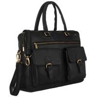 męska torba na laptopa ze skóry naturalnej w czarnym kolorze - peterson