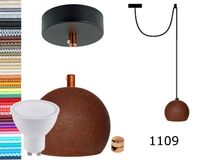 Lampa wisząca kula czarna rdza + gu10 loftowa 2m hamulec miedź