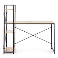 BIURKO KOMPUTEROWE LOFT 120X60 CM 3 PÓŁKI JASNY DĄB
