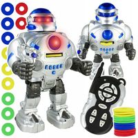 ZDALNIE STEROWANY ROBOT RC STRZELAJĄCY KRĄŻKAMI ZABAWKA INTERAKTYWNA DŹWIĘK