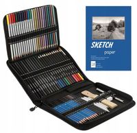 PROFESJONALNY ZESTAW DO SZKICOWANIA RYSOWANIA 72w1 W ETUI SZKICOWNIK