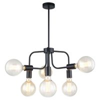 LAMPA sufitowa KRISTY MDM-3678/6 BK Italux industrialna OPRAWA metalowa żarówki bulbs loft czarna