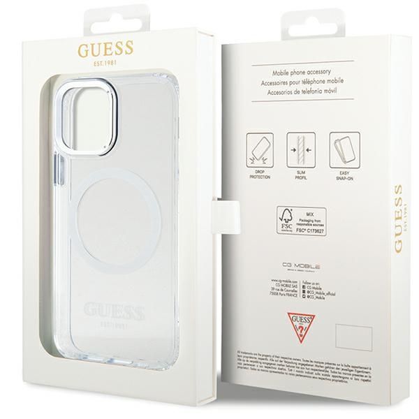 Etui Guess do iPhone 12, iPhone 12 Pro, Srebrny, MagSafe zdjęcie 8