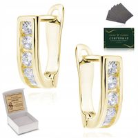 ZŁOTE KOLCZYKI DLA DZIEWCZYNKI + CYRKONIE 585 925 PAMIĄTKA KOMUNII ŚWIĘTEJ