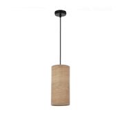 Ballo lampa wisząca czarny 1x60 E27 abażur orzechowy
