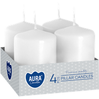 Świece pieńkowe walce BISPOL Aura sw40/60-090 (białe) ~7h 4szt.