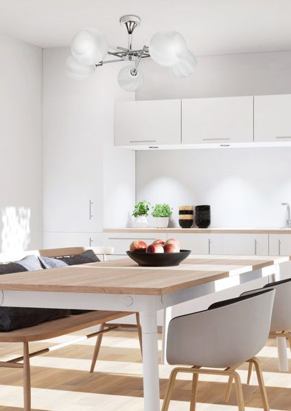 Raul zwis 5x40W E27 chrom klosz biały zdjęcie 2