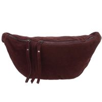 VERA PELLE nerka zamszowa saszetka biodrówka z suwakami V672 c.bordowa