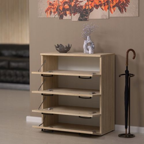 SZAFKA NA BUTY DĄB SONOMA 71x82.9x35 4 PÓŁKI REGAŁ STOJAK BEZ na Arena.pl