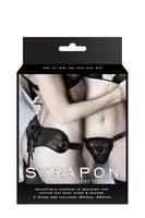 STRAPON BLACK PU HARNESS WITH TWO RINGS