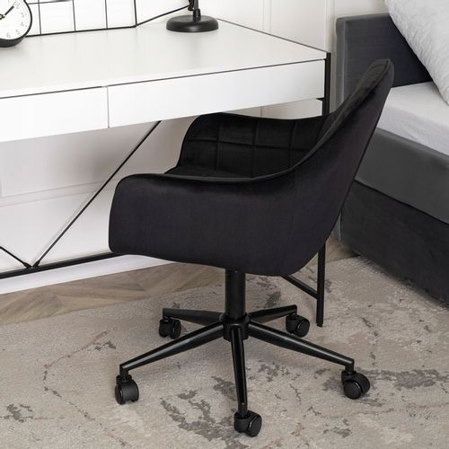 Krzesło Obrotowe Fotel Młodzieżowy Obrotowy Dla Dziecka Czarny Welur LUCY na Arena.pl