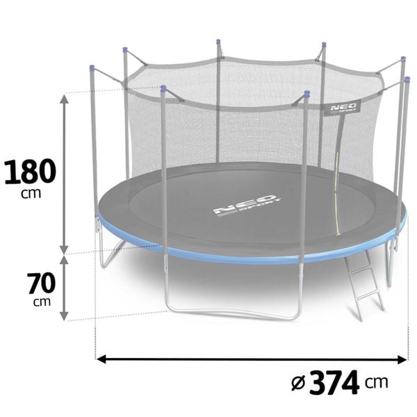 Trampolina ogrodowa 12ft/374cm z siatką wewnętrzną i drabinką Neo-Sport na Arena.pl