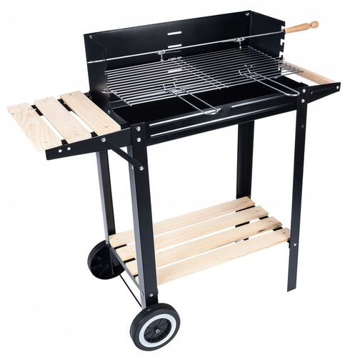 GRILL ogrodowy Węglowy na kołach DUŻY Rożen PÓŁKI Gril Regulacja Rusztu na Arena.pl