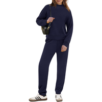 Damski Komplet Dresowy Bluza Golf Spodnie Sportowy Casualowy Granatowy M