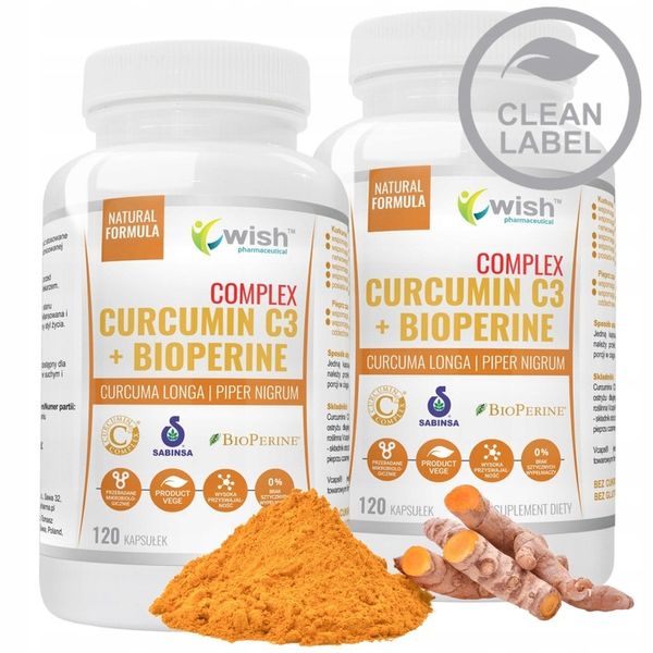 KURKUMINA + PIPERYNA CURCUMIN C3 turmeric 2x120kap zdjęcie 8