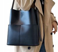 CZARNA Torebka Damska Torba na Ramię Pojemna Shopper A4 Eko Skóra