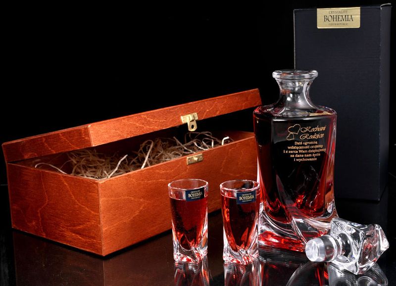 Karafka podziękowanie urodziny Etui 2 kieliszki zdjęcie 3