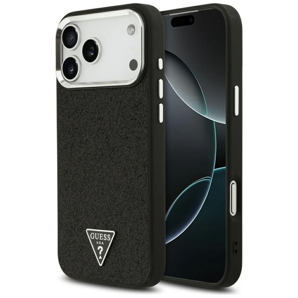 Etui Guess Glitter Triangle Logo MagSafe do iPhone 17 Pro Max czarny zdjęcie 1