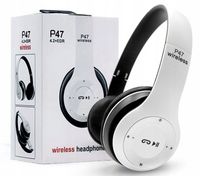 Słuchawki nauszne bluetooth przenośne do telefonu laptopa białe P47