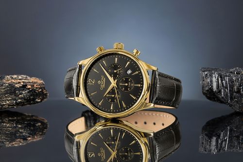 zegarek męski giewont chronograph sapphire czarno złoty gw6310-a4 na Arena.pl