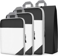 Zestaw Organizerów Podróżnych do Walizki 4 Elementy Czarne Nylon Siatka