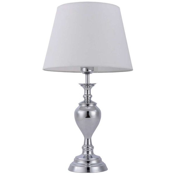 Abażurowa LAMPA stołowa ETIEN TB-7730-1 Italux stojąca LAMPKA biurkowa klasyczna w stylu angielskim chrom biała zdjęcie 1