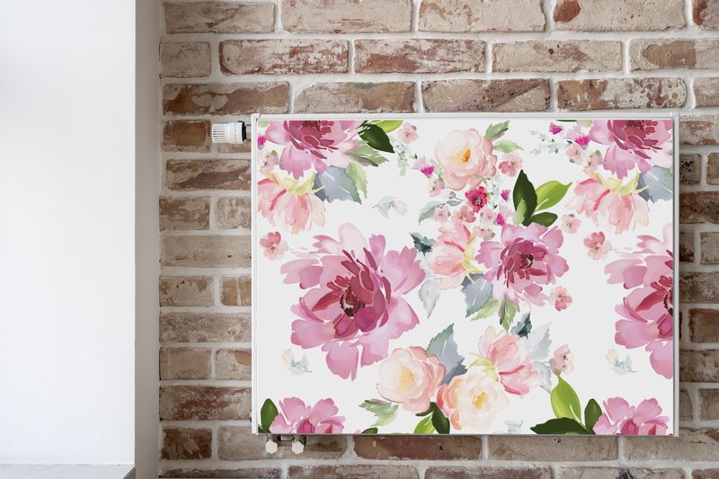 Mata MAGNETYCZNA Na Kaloryfer Akwarelowe Kwiaty Liście 80cm x 60cm zdjęcie 6