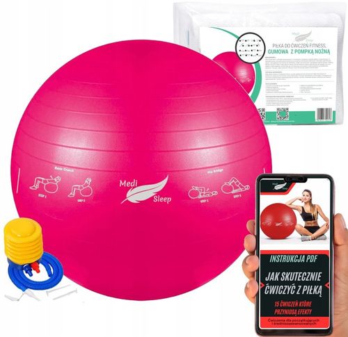 PIŁKA REHABILITACYJNA GIMNASTYCZNA DO ĆWICZEŃ TRENING FITNESS Z POMPKĄ 65cm na Arena.pl