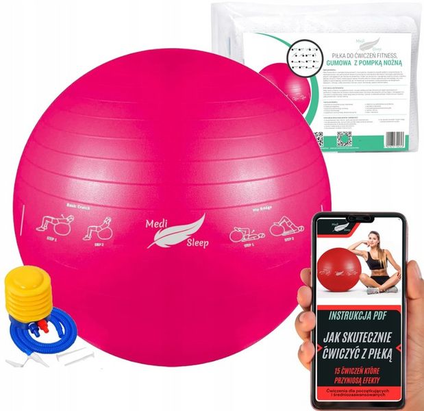 PIŁKA REHABILITACYJNA GIMNASTYCZNA DO ĆWICZEŃ TRENING FITNESS Z POMPKĄ 65cm zdjęcie 9