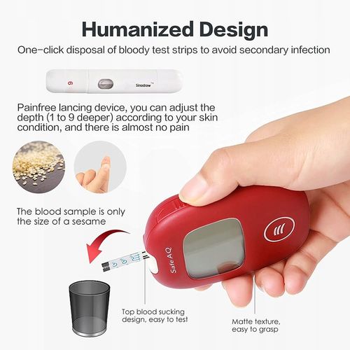 Glukometr Sinocare SAFE AQ SMART w mg/dl z 100 paskami i 100 lancetami na Arena.pl