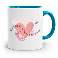 Kubek Błękitny Na Walentynki Wesołych Walentynek Z Nadrukiem Ze Zdjęciem