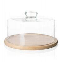 Patera z kloszem Deska drewniana z pokrywą do ciasta serów Edwanex 27,5 cm