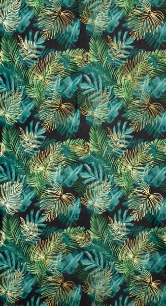 Zasłona gotowa na taśmie DAVOS 140x270 czarno zielona liście monstery zdjęcie 12