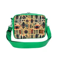 Torebka Etno Brązowa - Trwała Torebka Prostokątna Kolor ekoskóry - Zielony