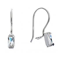 SREBRNE KOLCZYKI Z PROSTOKĄTNYMI CYRKONIAMI NA BIGLU PRÓBA SREBRA 925