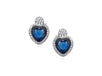 RODOWANE SREBRNE KOLCZYKI SERCE SZAFIROWE CYRKONIE